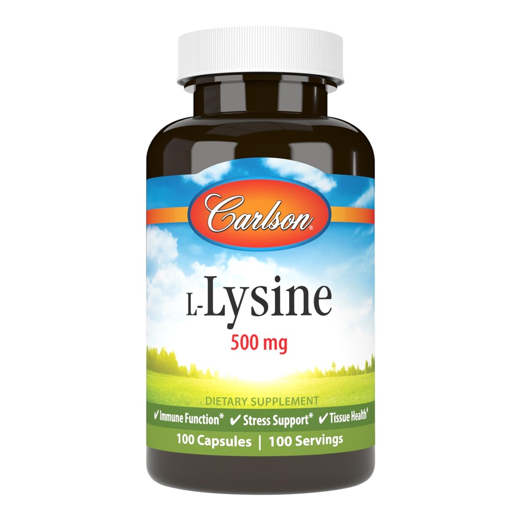 Carlson Labs L-Lysine, 500mg, 100 Capsules