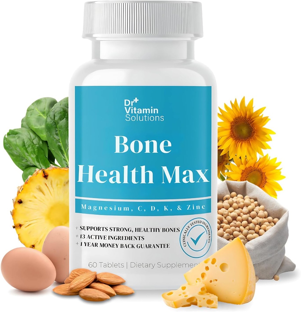 VITAMIN SOLUCIONES Sanidad ósea Max - Calcio avanzado & Suplemento Magnesio con vitamina D3, Bromelaina & Ipriflavone - 60 Tablets for Stronger Bones " Joint Support