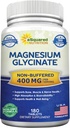 aSquared Nutrition Magnesium Glycinate 400mg - 180 Tablets - Max Strength Magnesium Bisglycinate Suplemento -Maximum Bioavailability & Absorption-No-GMO -No Buffered-Supports Muscles, Bones & Heart