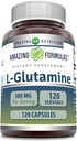 Fórmulas increíbles L-Glutamine Amino Acid Suplemento TEN 500 Mg TENIDO Cápsulas Silencio No-OMG ANTE Gluten-Free TEN Made in USA (1 Pack ANTE 120 Cuenta)
