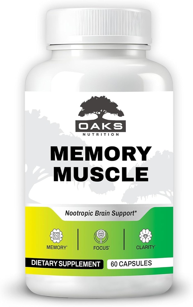 Memory Muscle – Advanced Nootropic Brain Supplement with Vitamin B12, Bacopa Monnieri & DMAE for Focus, Memory, Mental Clarity & Clean Energy – Premium Cognitive Support Formula