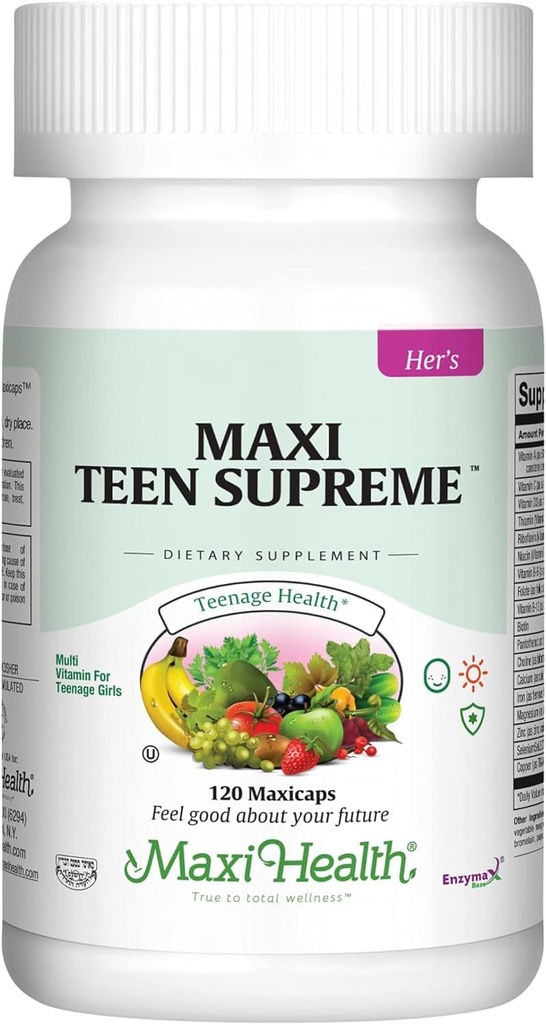 Vitaminas Adolescentes para Niñas 12-17 - Adolescente Multivitamínico D3, Hierro, Calcio, Biotina, Zinc, Enzimas Digestivos – Adolescente Chica Multi Vitaminas para la Esquía Saludable, Immune & Mood Soporte – 120 Cuenta