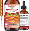 Complejo de magnesio triple 900 mg Líquido, Glicona de Magnesio, Citrato, Malato con Potasio, Calcio, Vitamina B6 para Adultos - Vegano, No GMO, Gluten Gratis - 2 Fl Oz