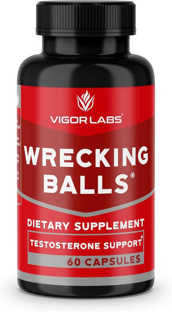 Wrecking Balls (60 Capsules), apoya la producción natural de hormonas masculinas esenciales por su cuerpo para soportar la unidad más completa, la vitalidad masculina y el aumento de la resistencia. (Made in the USA)