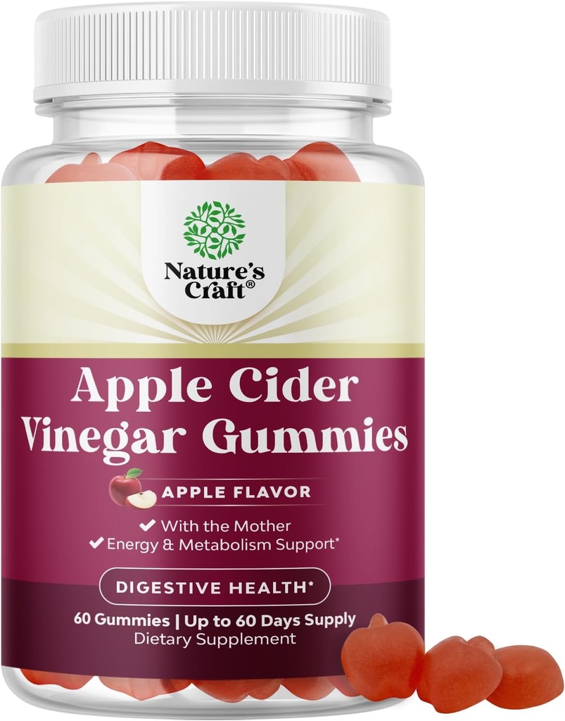 [BRSWGBAYBV7Q2YIV] Manijas de vinagre de manzana con madre - Cleanse & Detox ACV Gummies for Weight Loss, Gut Health, Bloating, Metabolism & Energy Support - ACV with Mother with B12 Vitamin, B6 & Pomegranate - 60 Ct