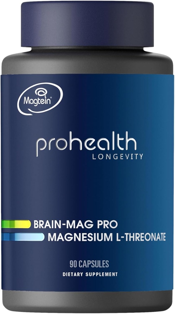 Magnesium L-Threonate Supplement (Magtein), 90 Capsules ← Clínicamente apoyada para la salud cerebral Parte testada