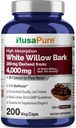 NusaPure White Willow Bark 20:1 Extracto, 200 mg Equivalente a 4000mg, 200 cápsulas vegetarianas, Max Strength, (No-GMO, Vegan)