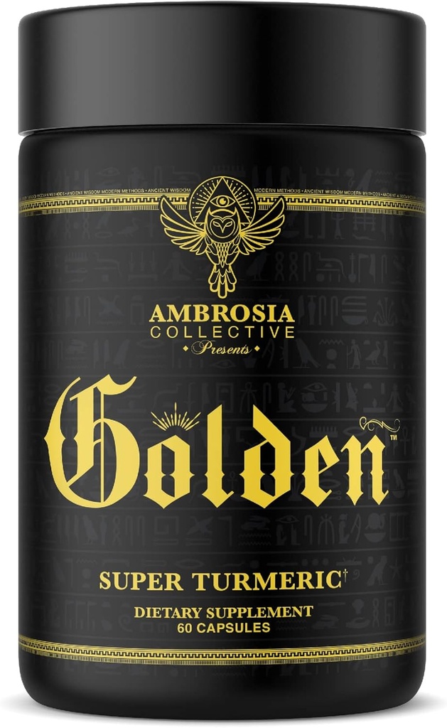 Ambrosia Golden Super Turmeric  Bioavailable Curcumin ← Apoyo Saludable Gut & Brain Health Silencio Joint Support ← 765mg of Active Curcuminoids ← 60 Veggie Capsules (30 Day Supply)