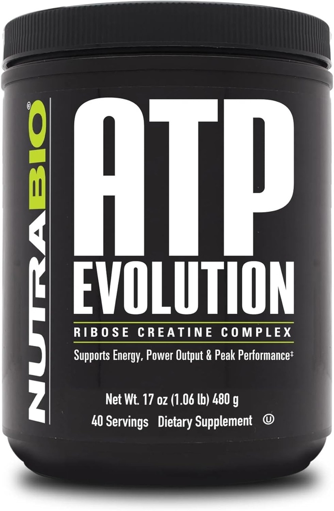 NutraBio Evolución ATP, Recuperación del Musculo Supercargado, 500g Polvo - 40 Servimientos