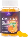 Omega-3 Gummies, Fish Oil Gummies for Adults & Kids, Omega-3 Gummy Vitaminas, EPA & DHA Fish Oil Fatty Acids Gummy Suplemento, Suplementos de la Naturaleza para Conjunto, Salud del Corazón, & Brain Support - 60 Condes