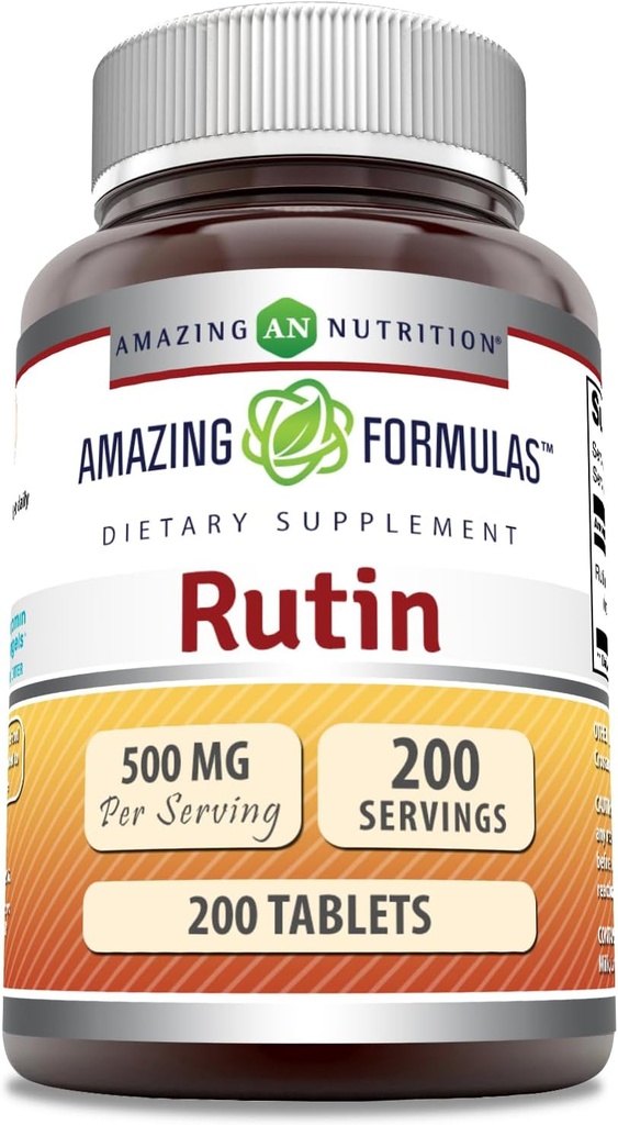 Fórmulas asombrosas Rutin 500mg 200 Tablets Suplemento Silencio No-GMO Silencio Gluten Gratis Silencio Made in USA