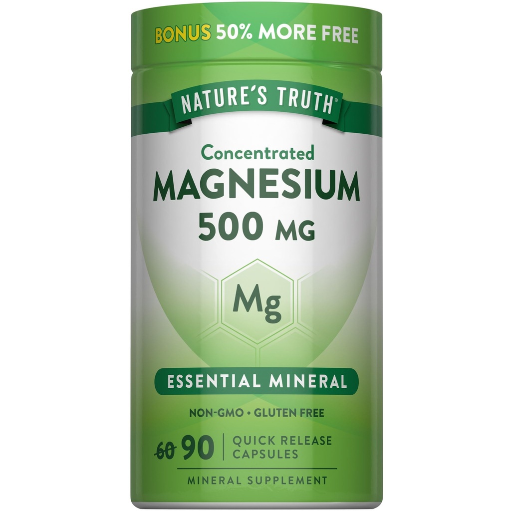 La verdad de la naturaleza Magnesium Oxide 500mg Capsules ← 90 Conde ← No Gluten Suplemento de alta resistencia