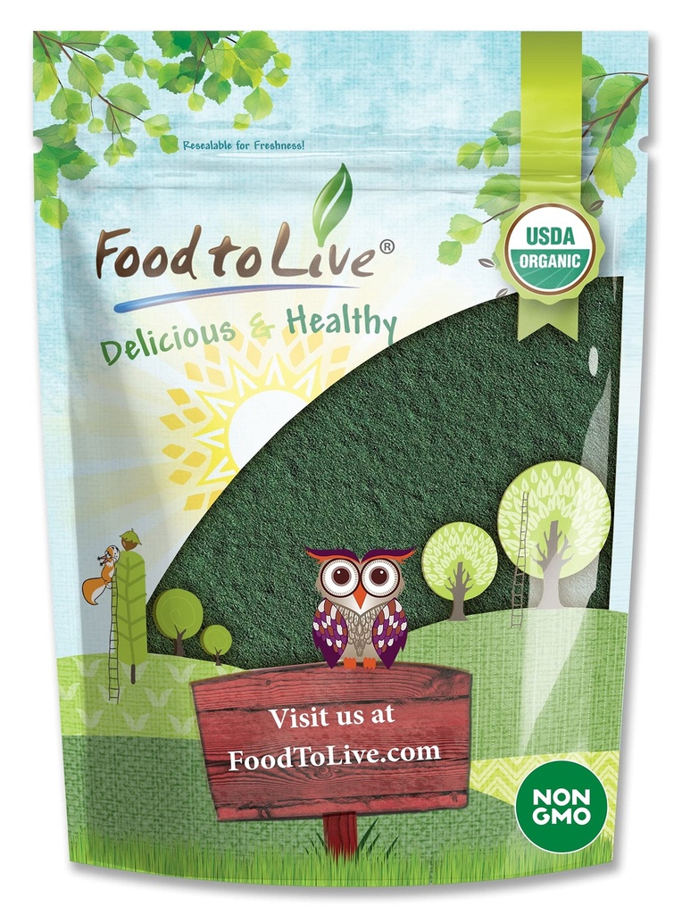 Alimentos para Viviente Clorella Polvo Orgánico, 8 onzas - No GMO, Kosher, Algas Verdes Raw, Superalimentos Vegan, Bulk, Proteína Verde Pura Vegan, Rica en Vitaminas y Minerales, Grande para Bebidas, Muro de Célula Rota