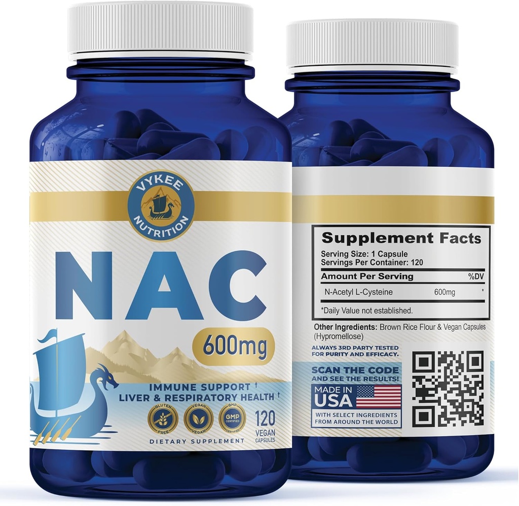 NAC Capsules – 600mg N-Acetyl L-Cysteine Silencio Vegan, Non-GMO tención apoya la producción antioxidante, la salud del hígado " función inmune "