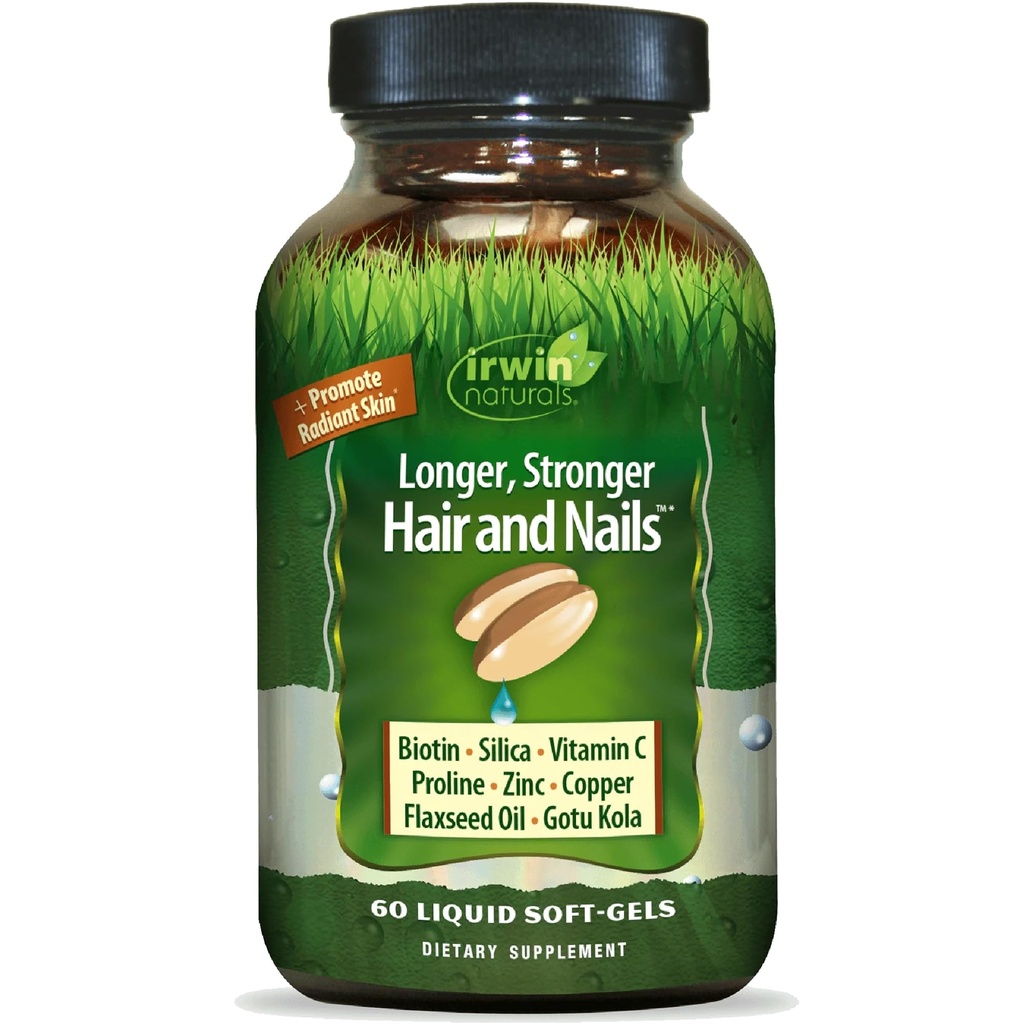 Saludable piel &amp; cabello más uñas por Irwin Naturals, Nutrient Rich, proporciona brillo y fuerza, 60 líquidos Softgels