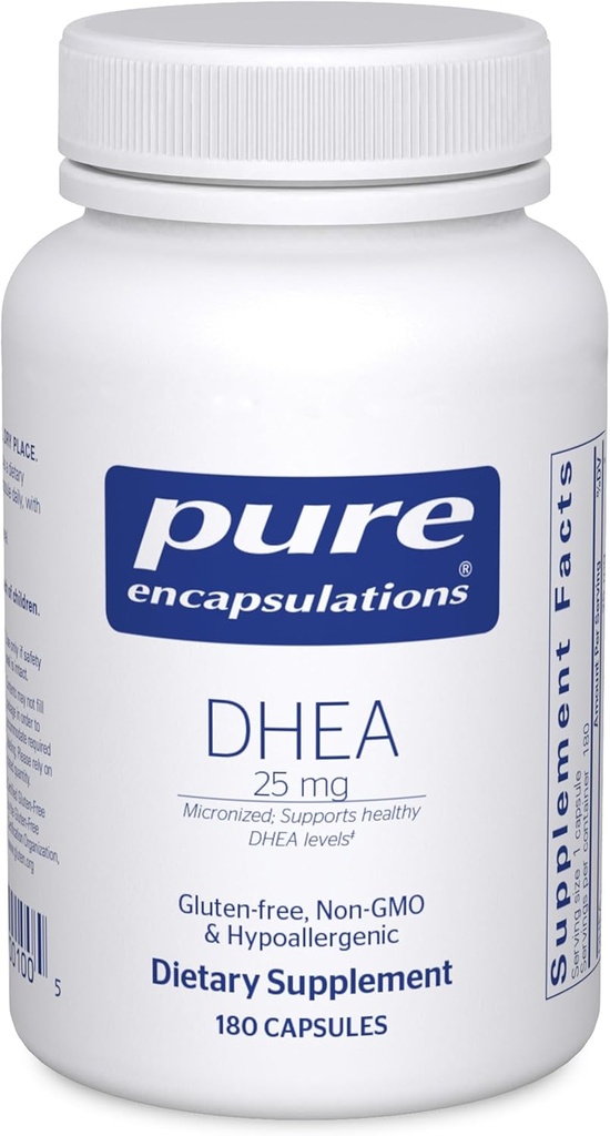 Encapsulaciones puras DHEA 25 mg - Suplemento para soporte inmunitario, equilibrio hormonal, apoyo metabolismo y niveles de energía* - con DHEA micronizada - 180 cápsulas