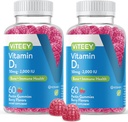 VITEEY Vitamina D3 para adultos y adolescentes - 2.000 UI, 50mcg, fuerza regular - Conjunto & Muscle Health, Immune Boost - Chewable Vitamin D Gummies - Vegetariano, Gelatin Gratis - Tasty Berry Flavored Gummy