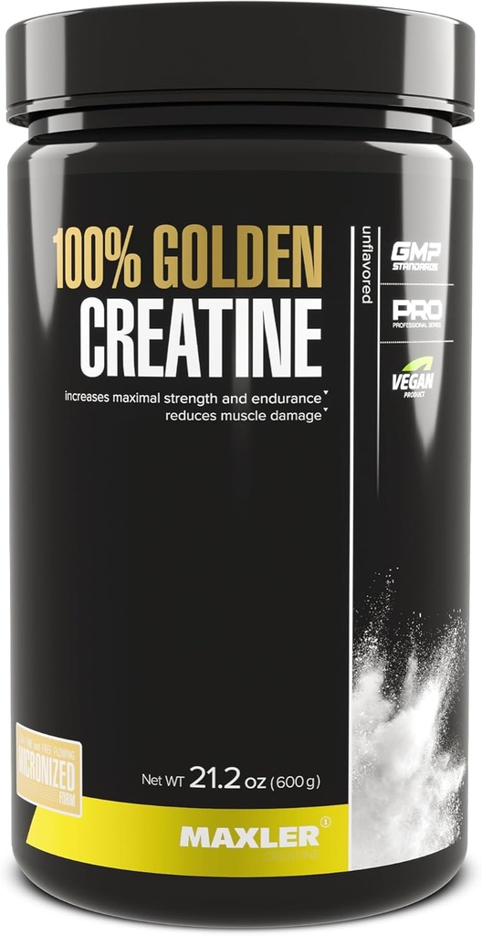 Cretina de oro Maxler 100% - Micronizada Monohidratos de Creatina Polvo - Suplementos de construcción de músculo - Pre-Post Workout Suplemento vegano - Gluten Free Unflavored Creatine Powder - 600 g