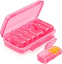 Organizador semanal de píldoras 2 veces al día con diseño resistente a la humedad, Pink AM PM Pill Box 7 Día para el fácil relleno, caja de píldoras portátiles para viajar, gran pill Holder para vitamina, aceite de pescado, suplemento