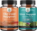 Bundle of Herbal Thyroid Support Complex with L Tyrosine, Bladderwrack, Selenium " Pure Ashwagandha and Liver Cleanse Detox " Repair - Silymarin Milk Thistle with Dandelion Root " Artichoke Extract