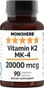 Vitamina K2 como Menatetrenone MK-4 20000 mcg por cápsula - 90 cápsulas Veg