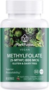 PlantFusion Vegan High Potency Methylfolate 5-MTHF – Fast Acting Sublingual Methyl Folate Supplement is 6X Más Absorbable - Non-GMO, Supports Cardiovascular & Brain - 60 Lozenges