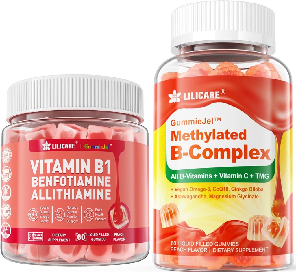 Complejo de vitamina B Gummies rellenos + vitamina B1
