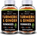 Base Turmérico y Gummies de jengibre para adultos (2 Pack) - Suplemento de Curcumina Tumérica para apoyar la salud conjunta & apoyo inmunológico - 120 Gummies Vegan