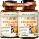 Ashwagandha Turmeric Curcumin Suplemento con Ginger - Suplemento Turmérico Orgánico, Curcumin con Pepper Negro (95% Curcuminoides), Ginger Root para la Salud Conjunta, Energía & Apoyo Inmunitario. 2 Pack