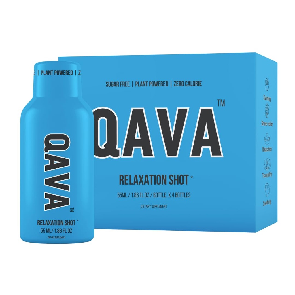 Zapatos de relajación QAVA – Kava Kava - 450MG Kavalactones – Sin azúcar, Cero Calories – 55ml cada uno - Pack de 4