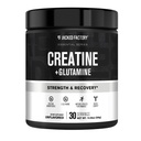 Creatina de fábrica de Jacked + Glutamina - Suplemento de crema con L-Glutamina para la recuperación de músculos, crecimiento muscular, aumento de fuerza, potencia de energía aumentada, y Gut Health - 30 Servimientos, Desflavorado