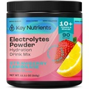KEY NUTRIENTS Electrolytes Powder No Sugar - Juicy Strawberry Lemonade Electrolyte Powder - Hydration Powder - Sin Calories, Gluten Free Keto Electrolytes Powder - 90 Servings - Made in USA