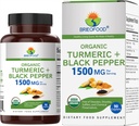Turmérico orgánico Brieofood con Pimienta Negra 1500mg, 45 Servings, Vegetariano, Gluten Gratis, 90 Tabletas Vegetarianas