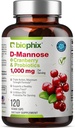 biophix D-Mannose 1000mg cápsulas con probióticos de arándano - D Mannose Suplementos para mujeres - D-Mannose Píldoras para Urinary Tract & Bladder Health Support - Digestive Well-Being - 120 Vcaps
