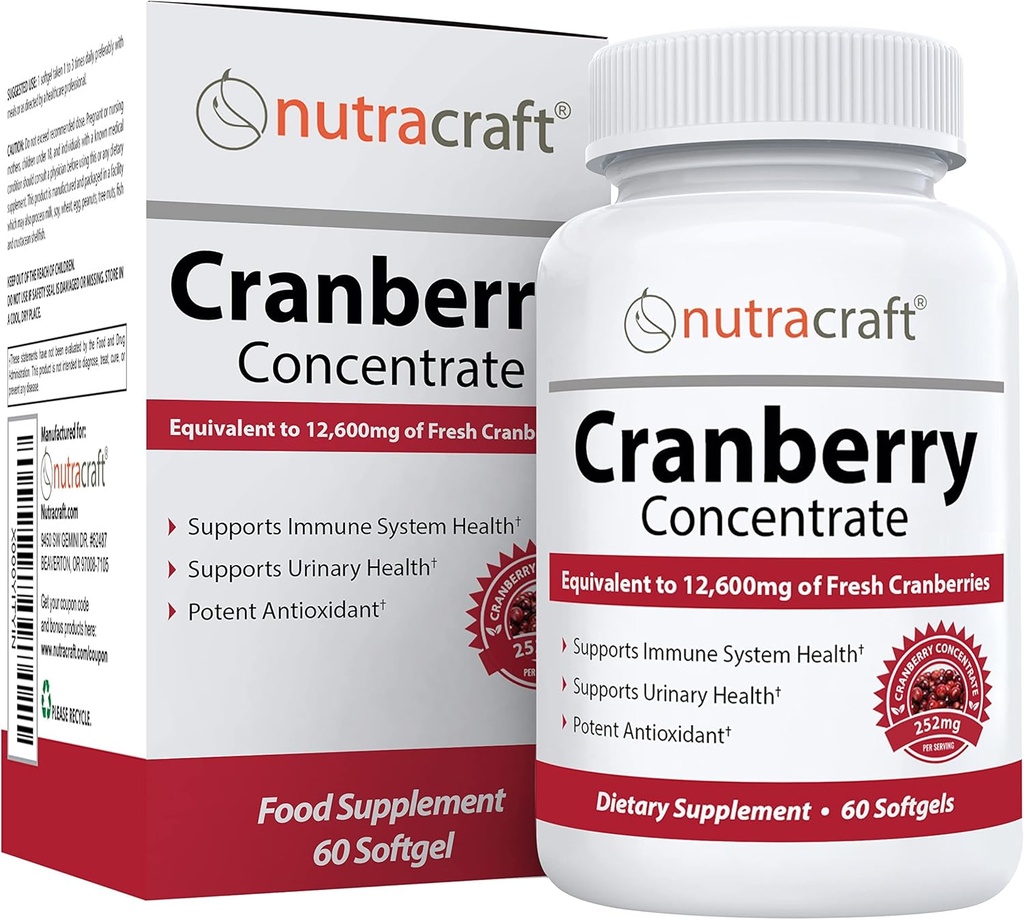 [BRSWKEAFDEBRUEIV] #1 Extracto de arándano Suplemento para vejiga & orina Tract Support Ø 12,600 mg de Frescas Cranberries, Vitamina C & E y Polyphenols Lab Tested & Easy to Swallow ← 60 Softgels