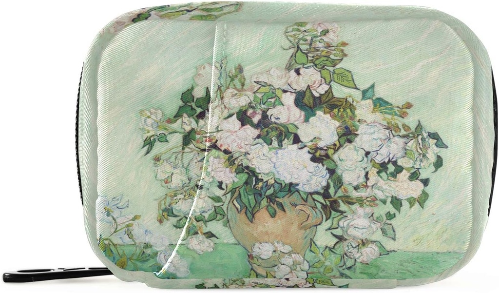 Roses Van Gogh Pill Box 7 Day Pill Bolso de caja Organizador de píldoras de viaje con carcasa portátil caja semanal tamaño compacto para el sujetador de suplemento de vitamina