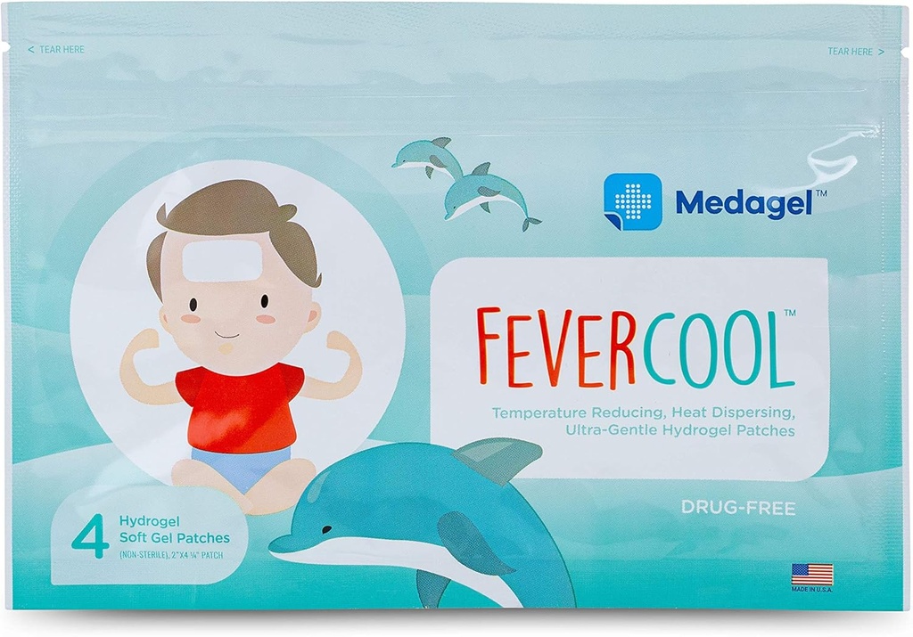 FeverCool Patches - Patches de enfriamiento para fiebre, migraña " Headache Relief " _ Hecho en EE.UU.
