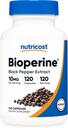 Nutricost Bioperine (Black Pepper Extract), 10mg Por Serving, 120 Capsules - Sin gluten
