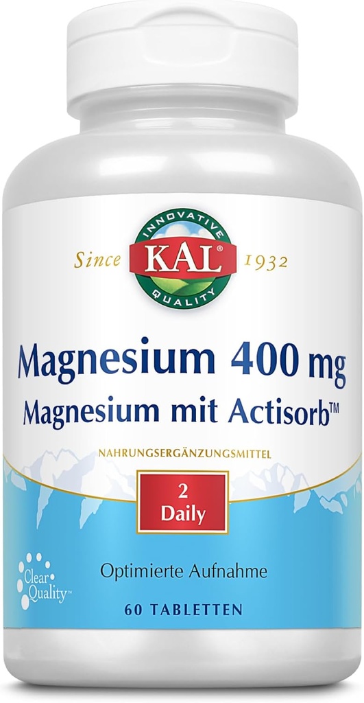 KAL 400 Mg Magnesium Tablets, Actisorb, 60 Conde