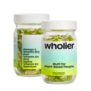 wholier Plant Based Multivitamin Vegan Omega-3 DHA EPA, Vitamina D, B12, Zinc, Vitamina K2, Iron, Iodine, Selenium. 60 Cuenta (30-Day Supply) Botella de vidrio