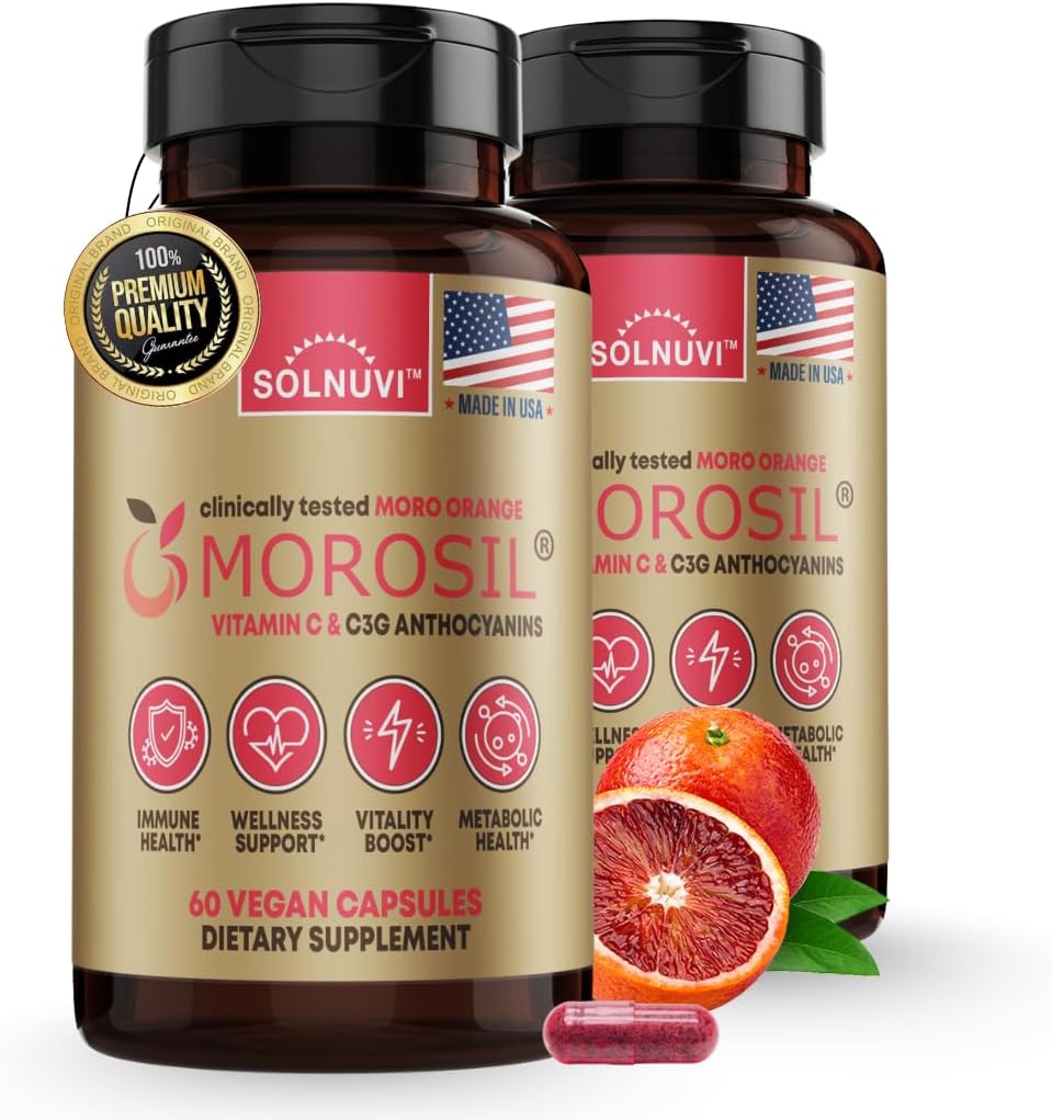 Morosil Clinically Tested C3G Suplemento - Metabolismo, Antioxidante, Wellness Support for Men & Women - 400mg Moro Red Orange Extracto - 60 cápsulas vegetales - Non-GMO, Gluten-Free, Vegan-Friendly