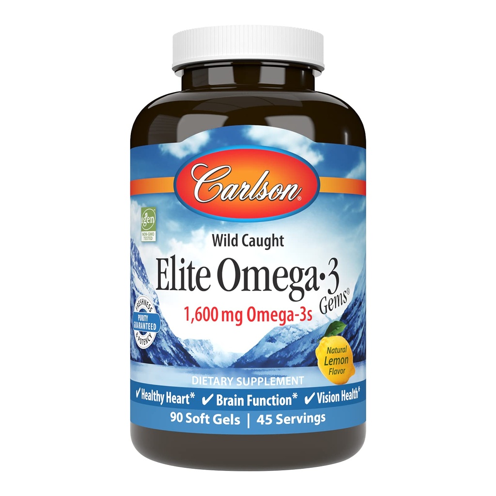 Carlson Labs Wild Caught Elite Omega-3, 1600mg, Omega 3s, Soft Gels, 90 Conde