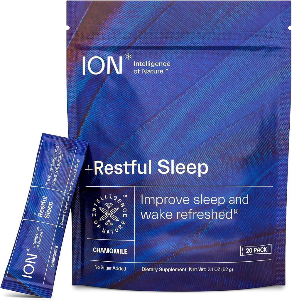 ION* Inteligencia de la Naturaleza +Sueño Residuo Único Mejorar el sueño, Promover la relajación y despertar Reflexión No Azúcar Añadido ← Vegan  Gluten Gratis ← Glyphosate Residue Free ← 20 Packets