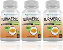 Curcumina de Turmérica con Bioperina y Triphala - 2250mg/d - 540 cápsulas de verduras con extracto de pimienta negra - Suplemento de turcuménico