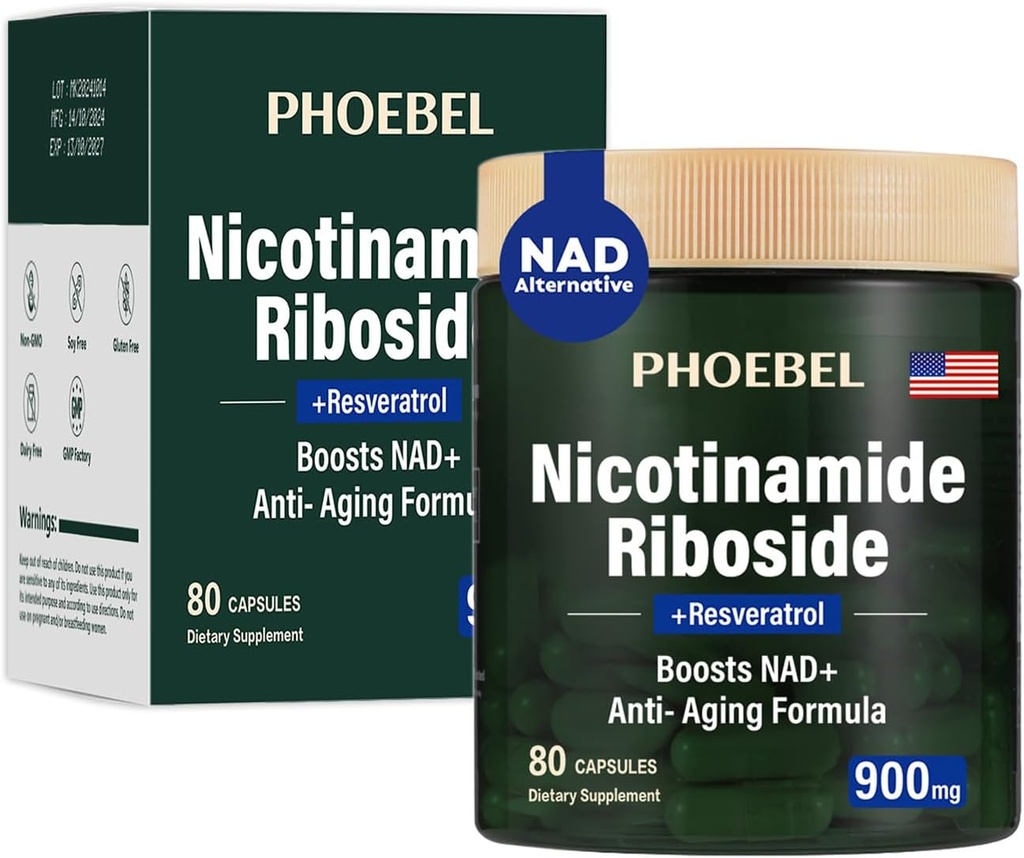 Nuevo NAD + Suplemento - Resveratrol, Liposomal Nicotinamide Riboside, Quercetin- High Purity NAD Suplemento for Energy, Focus - 80 Conde,900mg