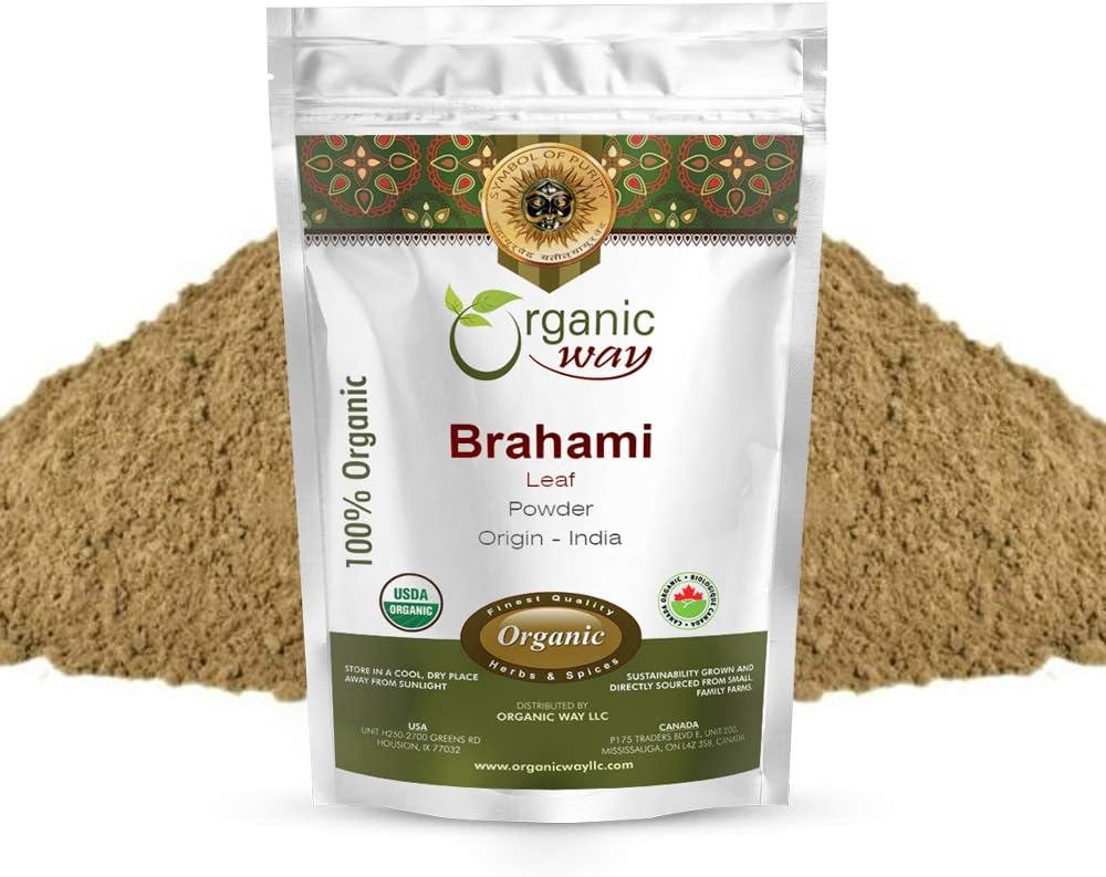 Orgánica Brahmi Leaf Powder (Bacopa Monnieri) - Orgánica & Kosher Certified Н Raw, Vegan, Non GMO & Gluten Free ← USDA Certified  durable Origin - India (1/4 LBS)