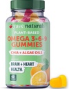 Yuve Vegan Omega 3-6-9 " DHA Gummies - Delicioso para niños, hombres y mujeres - Hecho de Algae & Chia - NO Aceite de pescado, NO Krill - Suplemento de ácido graso esencial - No GMO, libre de gluten, basado en plantas - 60ct