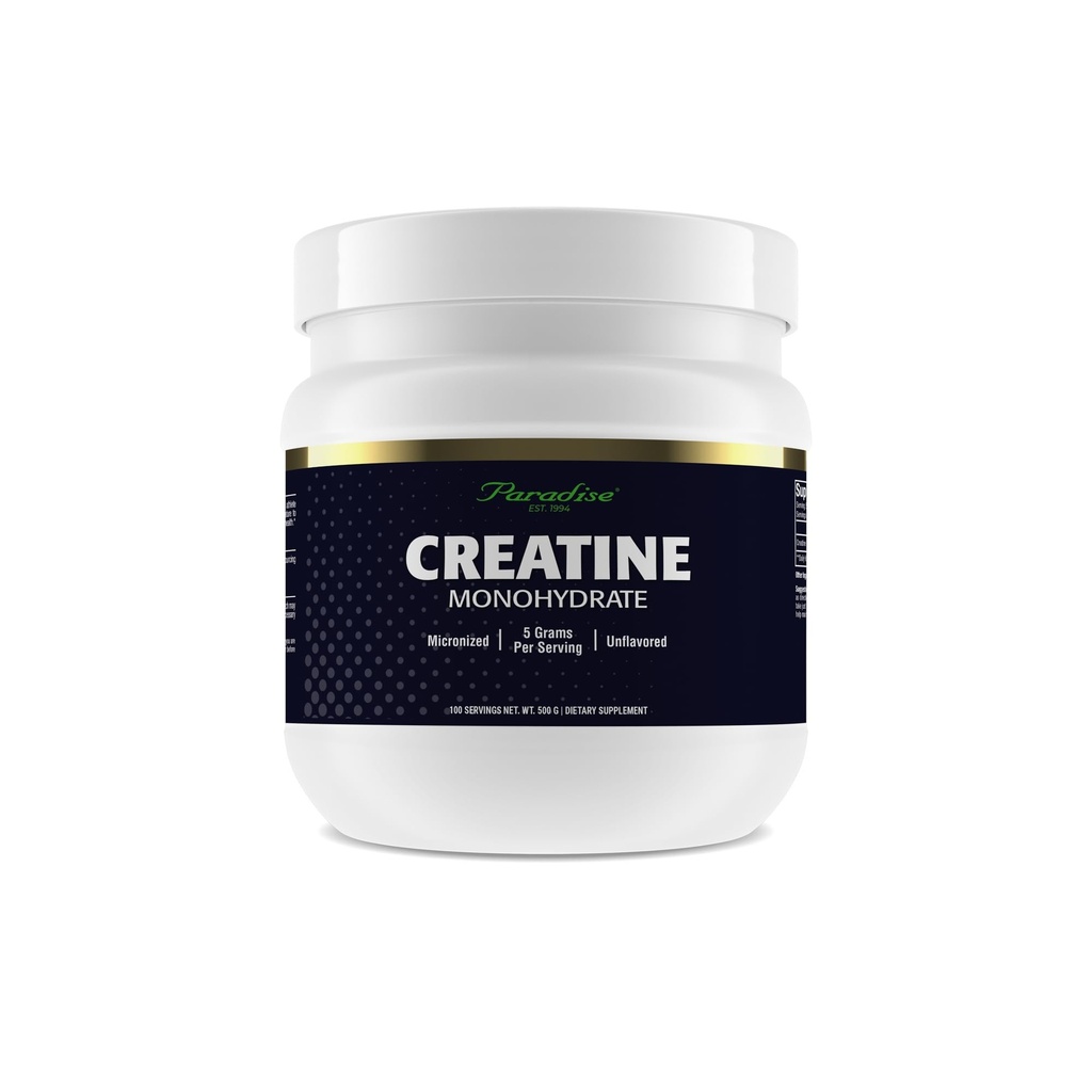 Powder de Monohidrato de Creatina Paradisiaco, Micronizado para la Absorción Mejorada, soporta el edificio del músculo " Rendimiento Atlético, 500g, 100 Servimientos