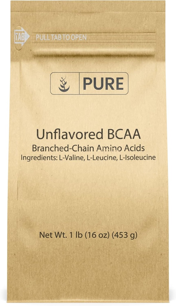 Ingredientes originales puros Unflavored Instantized BCAA (1lb) Polvo, Cadena ramificada Aminoácidos esenciales, Suplemento