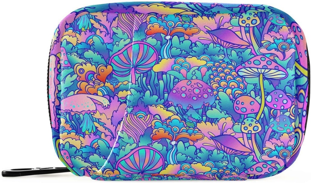 Mushroom caja de píldoras colorida 7 días Pill caja de viaje Pill Organizer Bolsa con cremallera portátil vitamina medicina suplemento titular bolsa de bolsa